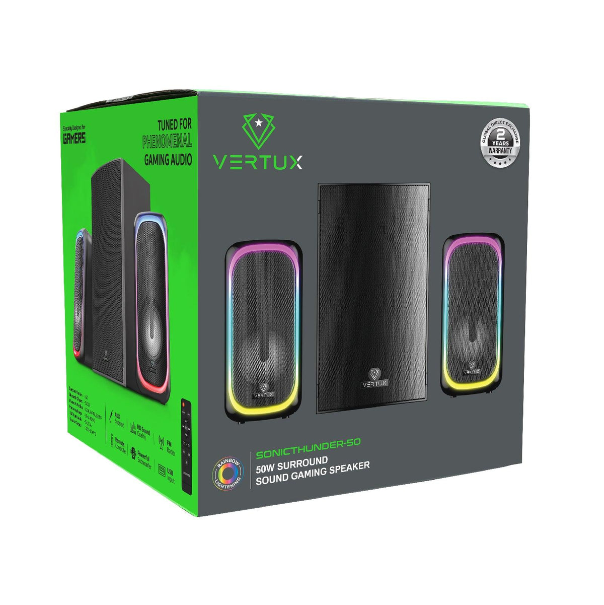 VERTUX SONICTHUNDER-50 50W SURROUND SOUND GAMING SPEAKER BLACK - DataBlitz