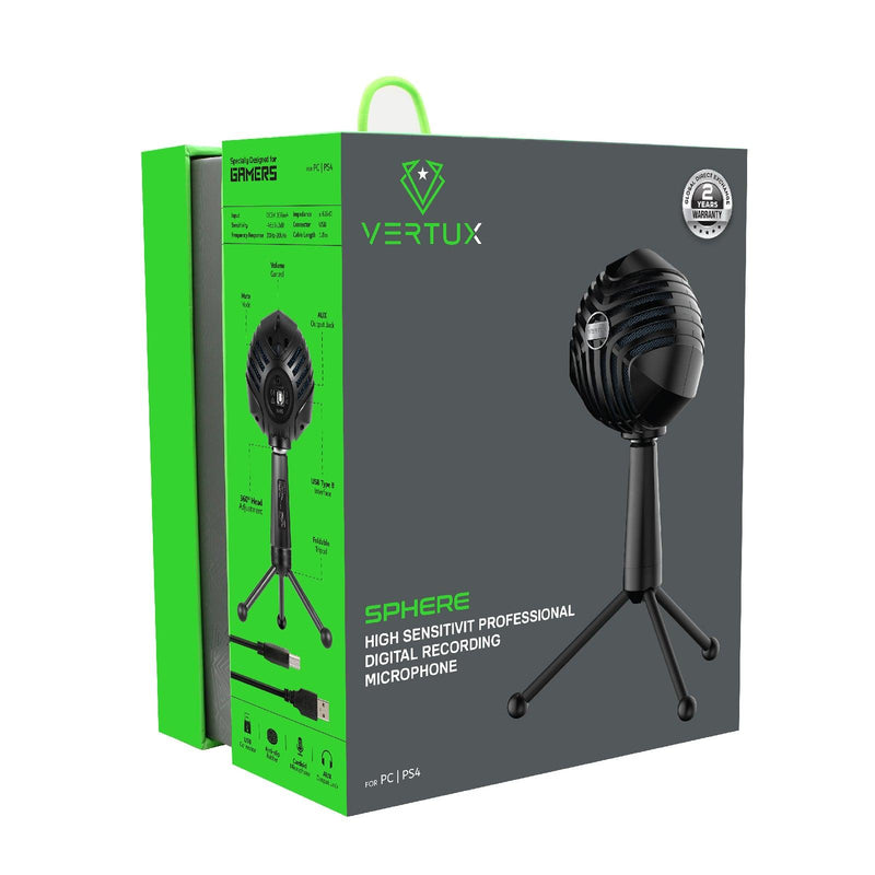 VERTUX SPHERE HIGH SENSITIVIT PROFESSIONAL DIGITAL RECORDING MICROPHONE BLACK - DataBlitz