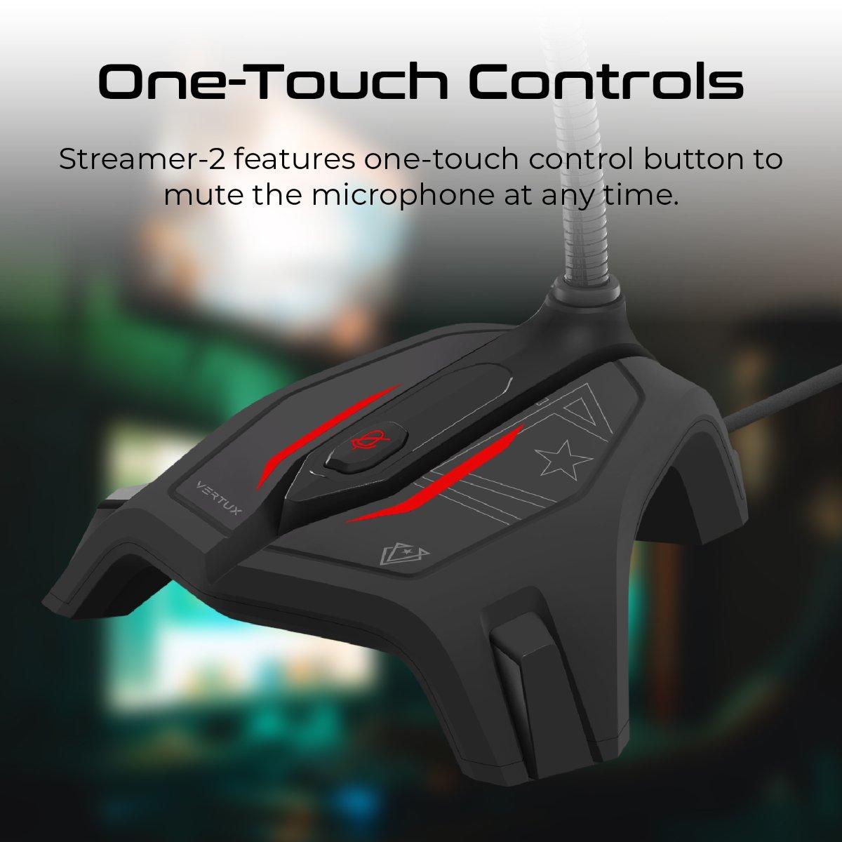 VERTUX STREAMER-2 OMNI-DIRECTIONAL GAMING MICROPHONE BLACK - DataBlitz
