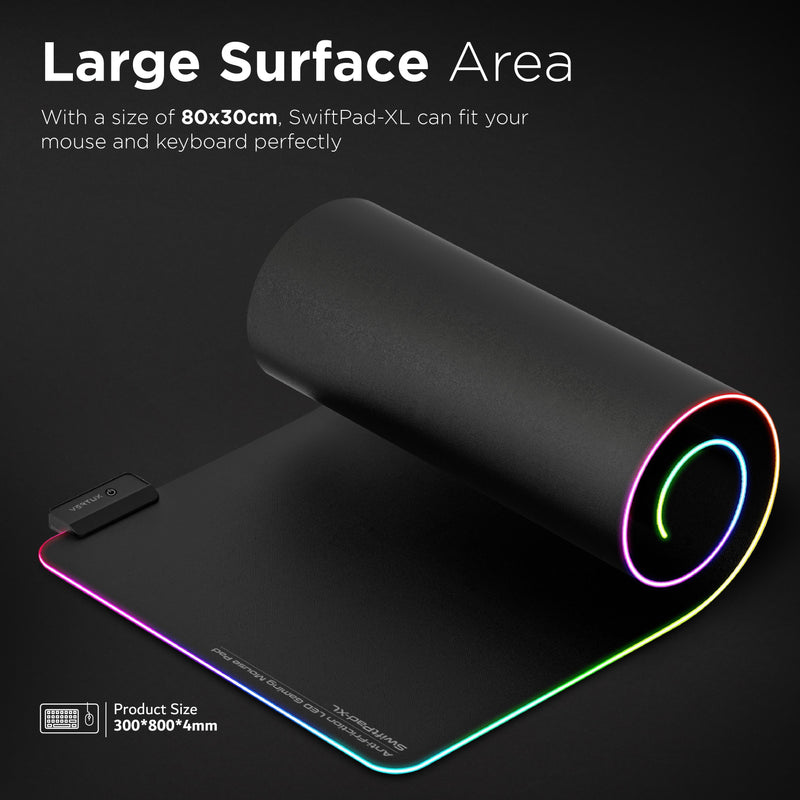 Vertux Swiftpad-XL Gameimmersion Smooth Scrolling RGB LED Gaming Mouse Pad Black - DataBlitz