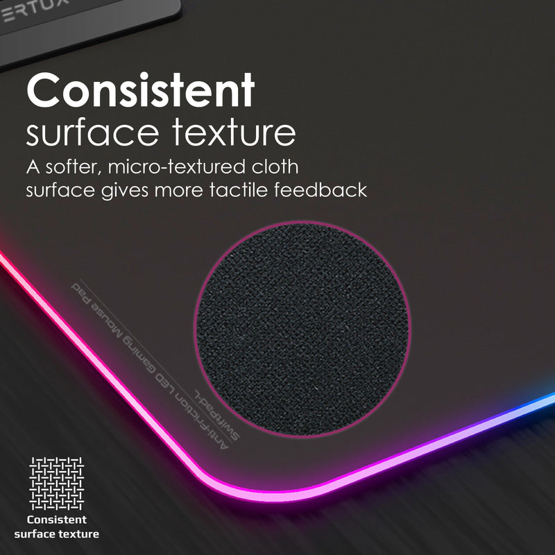 VERTUX SWIFTPAD-L GAMEIMMERSION SMOOTH SCROLLING RGB LED GAMING MOUSE PAD BLACK - DataBlitz