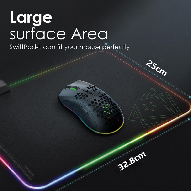 VERTUX SWIFTPAD-L GAMEIMMERSION SMOOTH SCROLLING RGB LED GAMING MOUSE PAD BLACK - DataBlitz