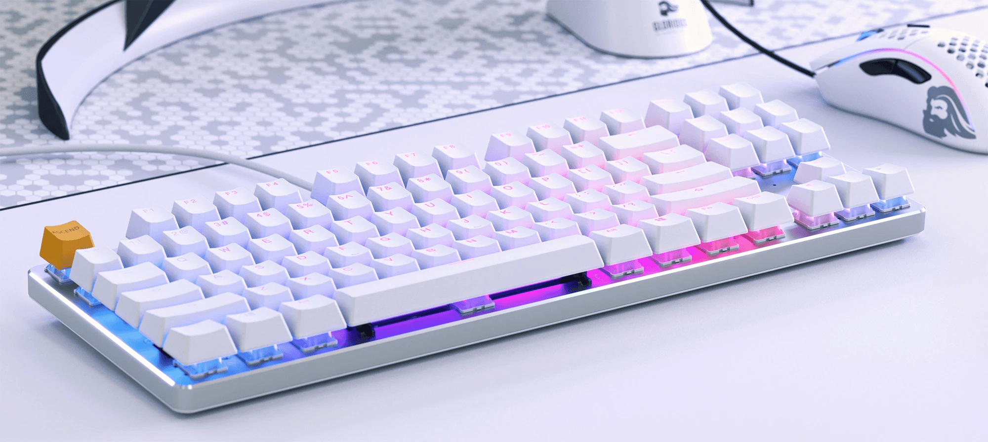 Glorious PC Gaming Race Modular Mechanical Keyboard GMMK Tenkeyless (Brown Switches) (White)