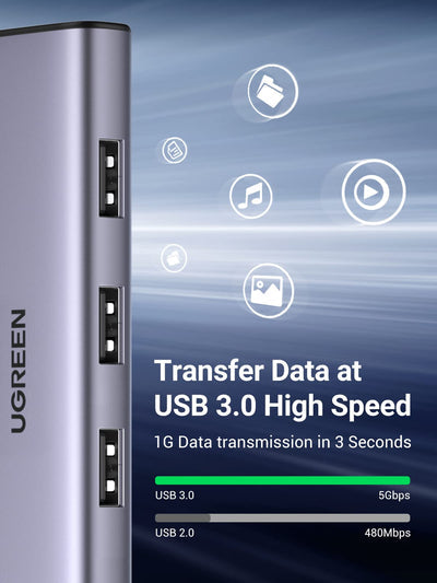 UGREEN USB-C TO 4 USB 3.0 Hub (Grey) (CM473/20841)