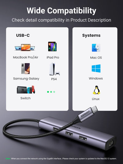 UGREEN USB-C Gigabit Ethernet Adapter (CM475/60600)