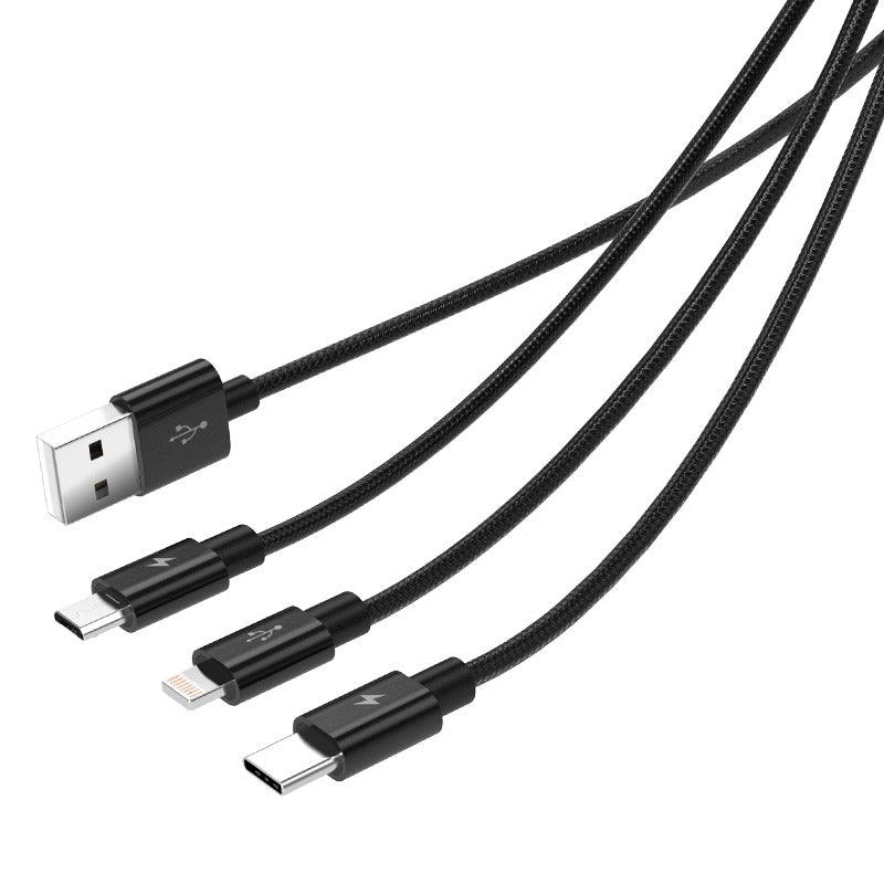 ORICO 3-in-1 3A 1.2m Nylon Braided Charge & Sync Cable (Black) (UTS-12) - DataBlitz