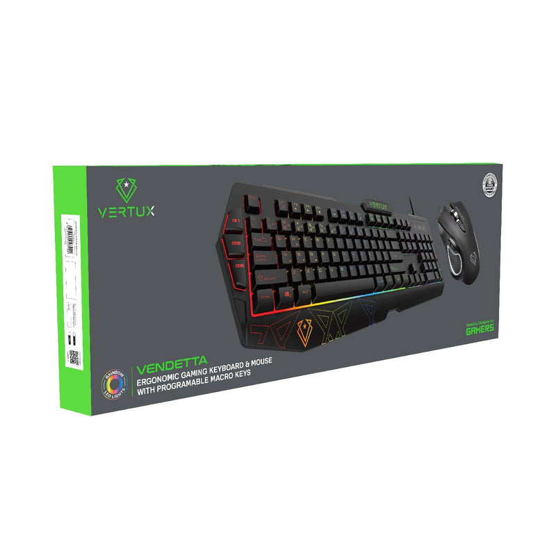 VERTUX VENDETTA ERGONOMIC GAMING KEYBOARD & MOUSE WITH PROGRAMMABLE MACRO KEYS (EN) - DataBlitz