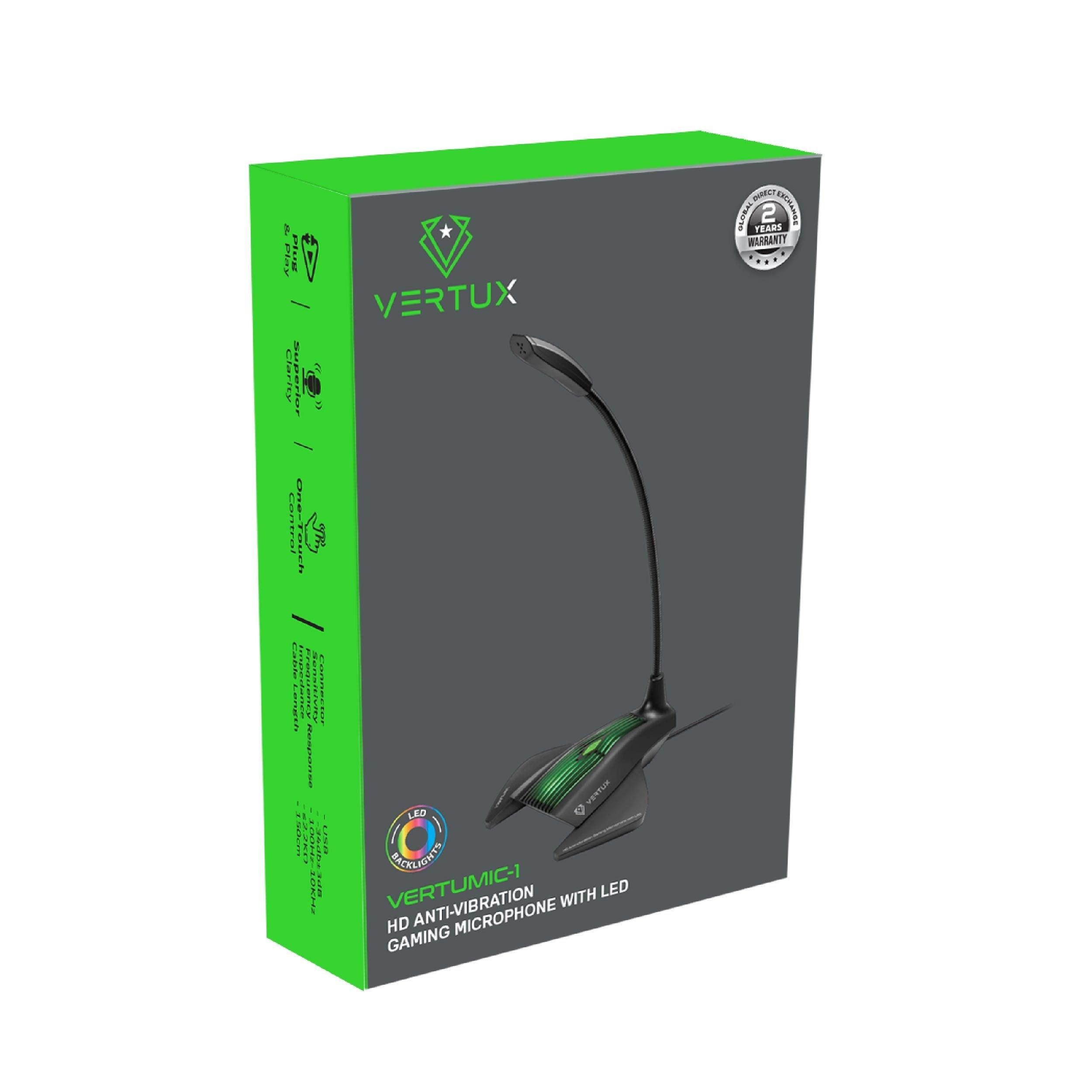 VERTUX VERTUMIC-1 HD ANTI-VIBRATION GAMING MICROPHONE WITH LED BLACK - DataBlitz