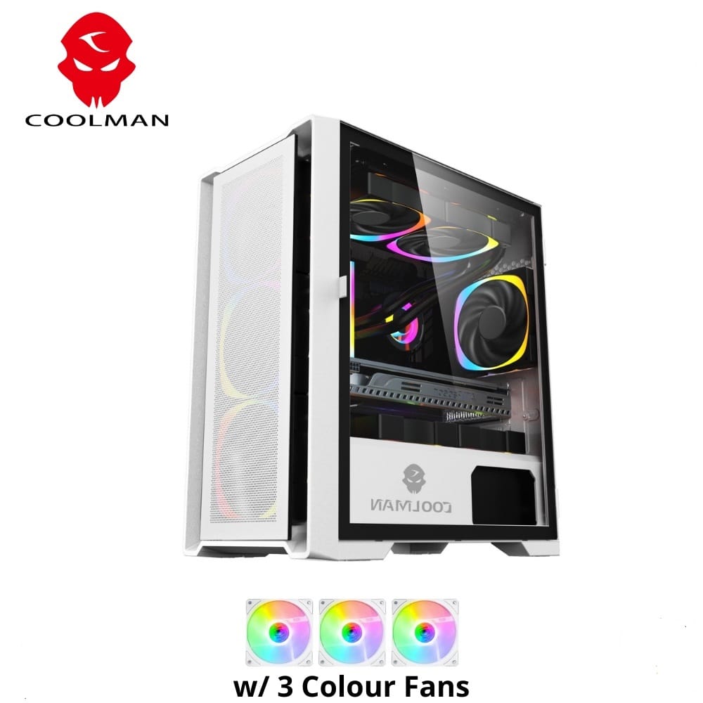 Rubi Case Coolman Ruby Gaming Case With 3X120MM RGB Fans (White)