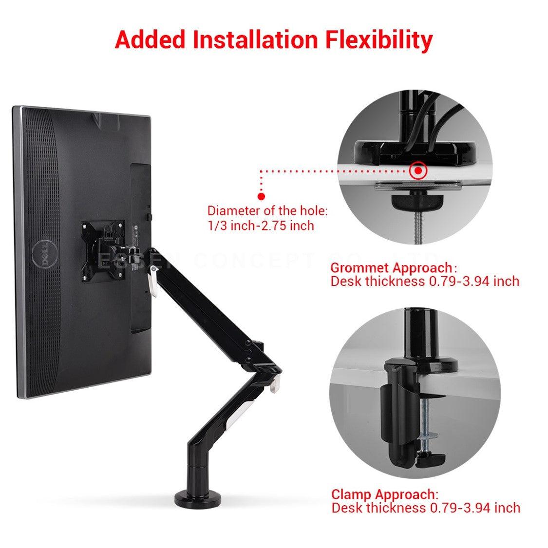 FLEXISPOT SINGLE MONITOR MOUNT 17-36 INCHES (BLACK) (MA8B) - DataBlitz