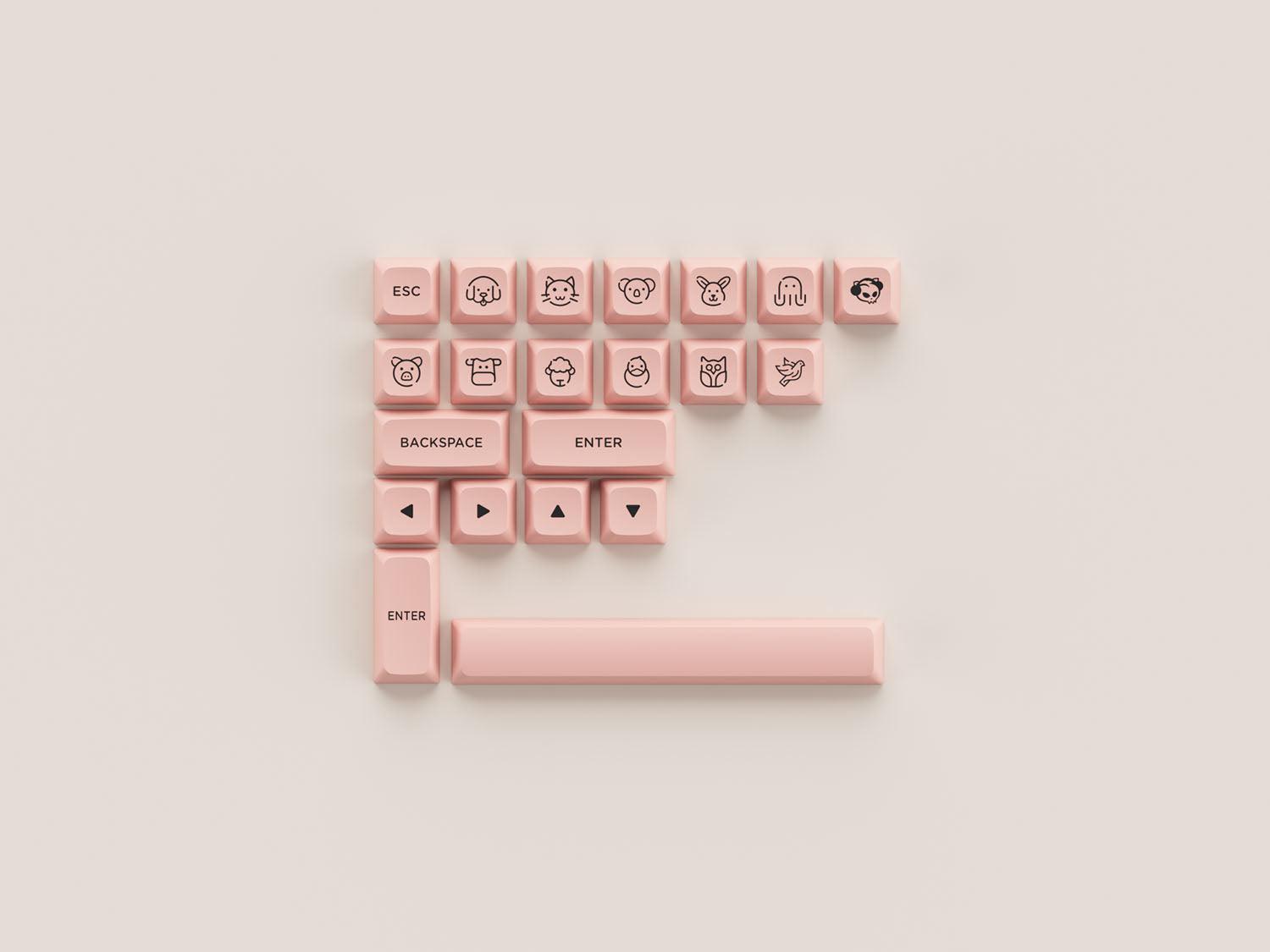 AKKO BLACK & PINK PBT KEYCAPS SET ASA LOW PROFILE 155 KEYS - DataBlitz