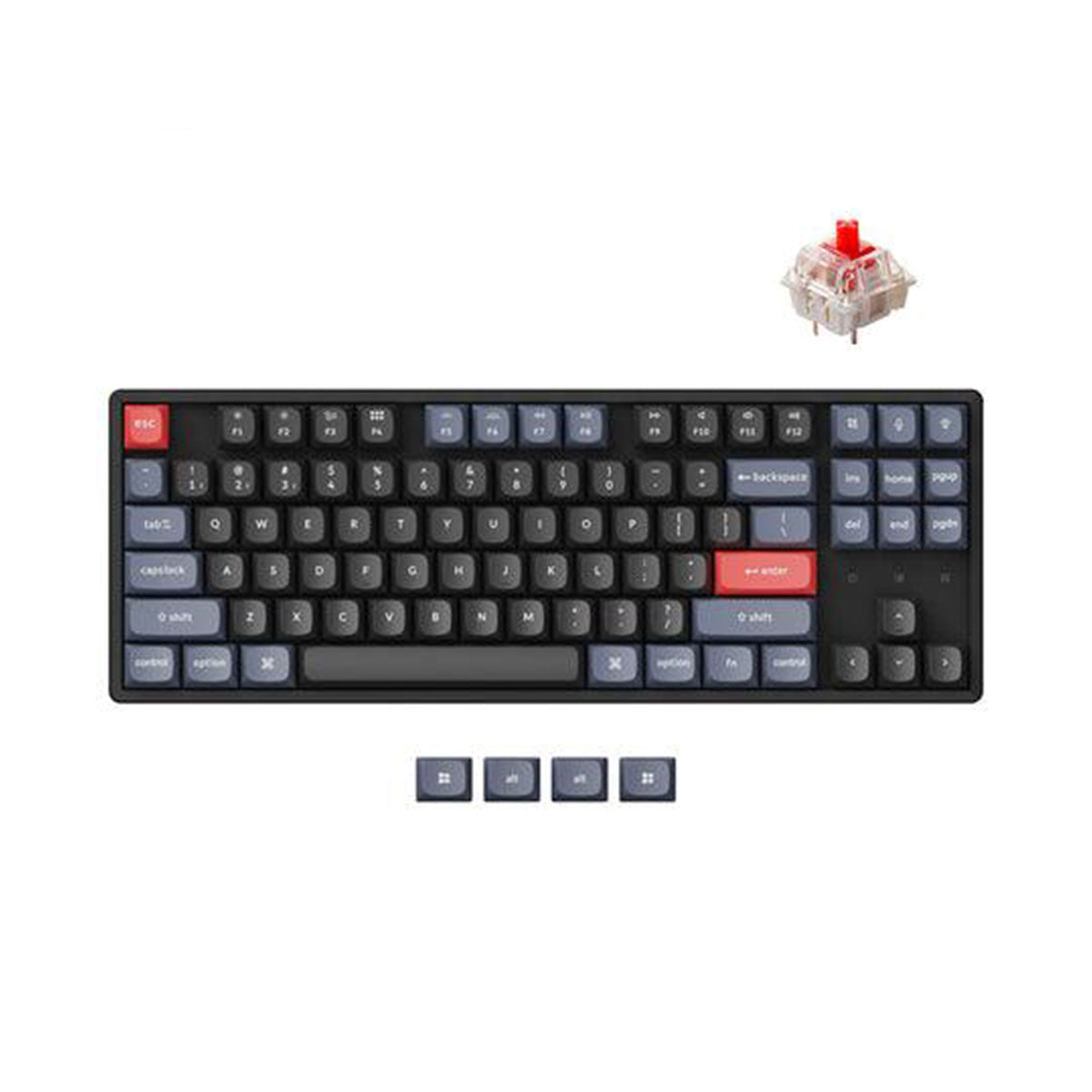 Keychron K8 Pro QMK/Via Wireless Mechanical Hot-Swappable RGB Backlight Aluminum Keyboard - Black (Gateron G Pro Mechanical Red Switch) (K8P-J1Z)