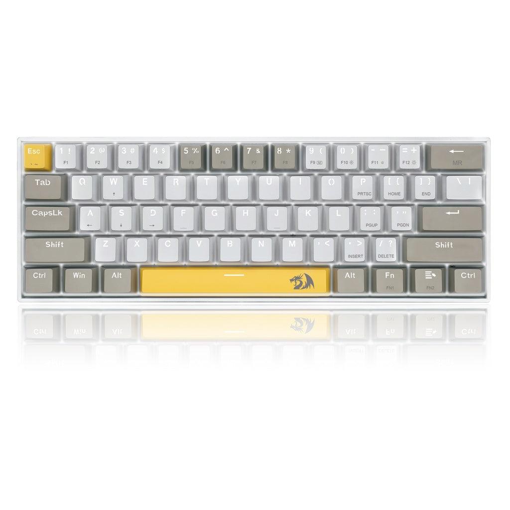 REDRAGON LAKSHMI K606 DETACHABLE WIRE MECHANICAL KEYBOARD (YELLOW WHITE GREY) DUST-PROOF BROWN SWITCH - DataBlitz