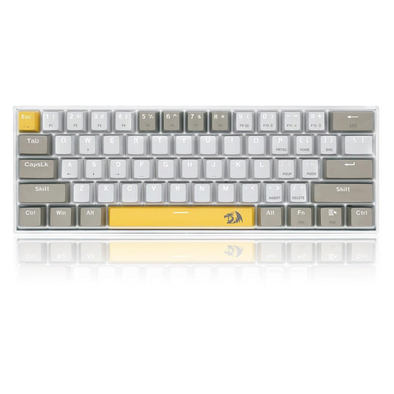 REDRAGON LAKSHMI K606 DETACHABLE WIRE MECHANICAL KEYBOARD (YELLOW WHITE GREY) DUST-PROOF BROWN SWITCH - DataBlitz