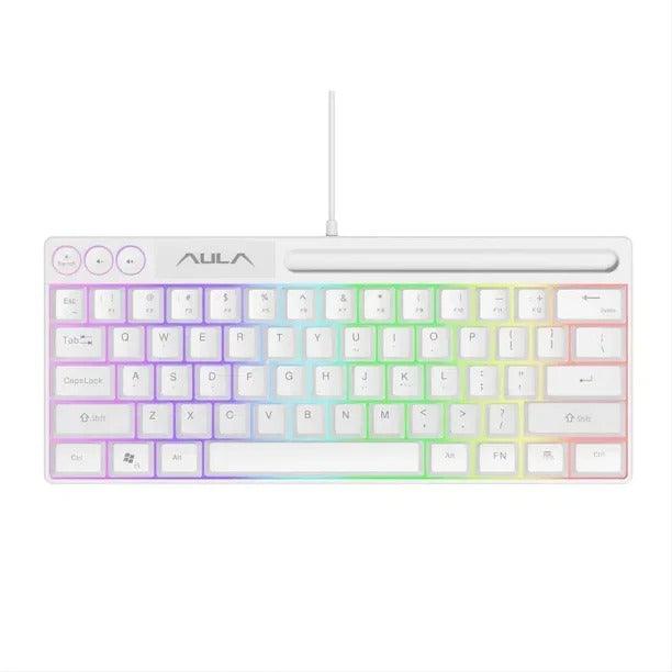 Aula Wind F3061 Membrane RGB TKL Wired Silicone Keyboard (White) - DataBlitz