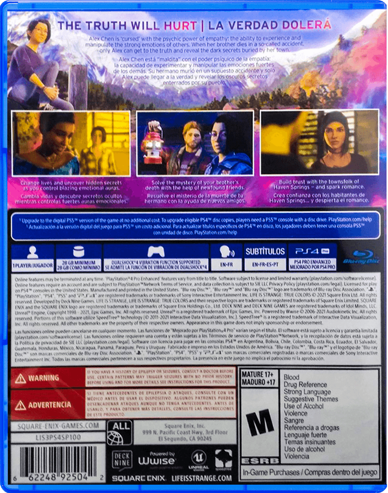 PS4 LIFE IS STRANGE TRUE COLORS ALL (US) (ENG/SP) - DataBlitz