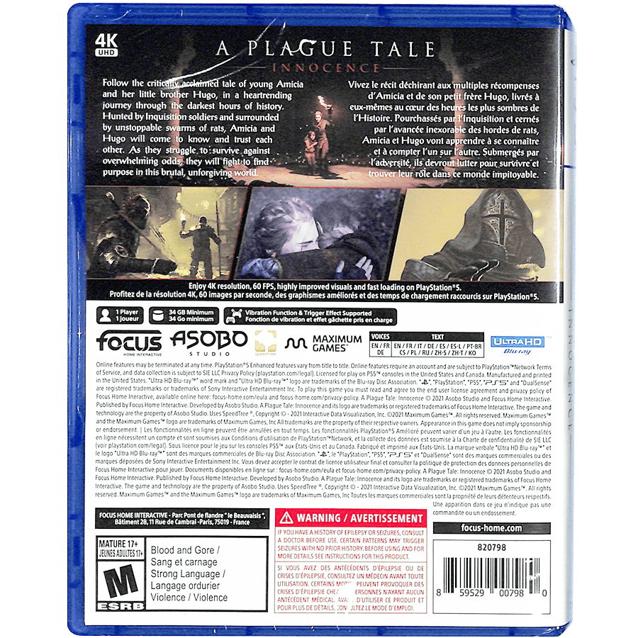 PS5 A PLAGUE TALE INNOCENCE (US) (ENG/FR) - DataBlitz
