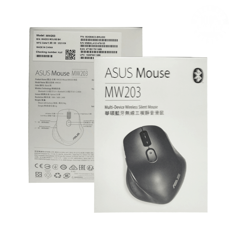 ASUS MW203 MULTI-DEVICE WIRELESS SILENT MOUSE (BLACK) - DataBlitz