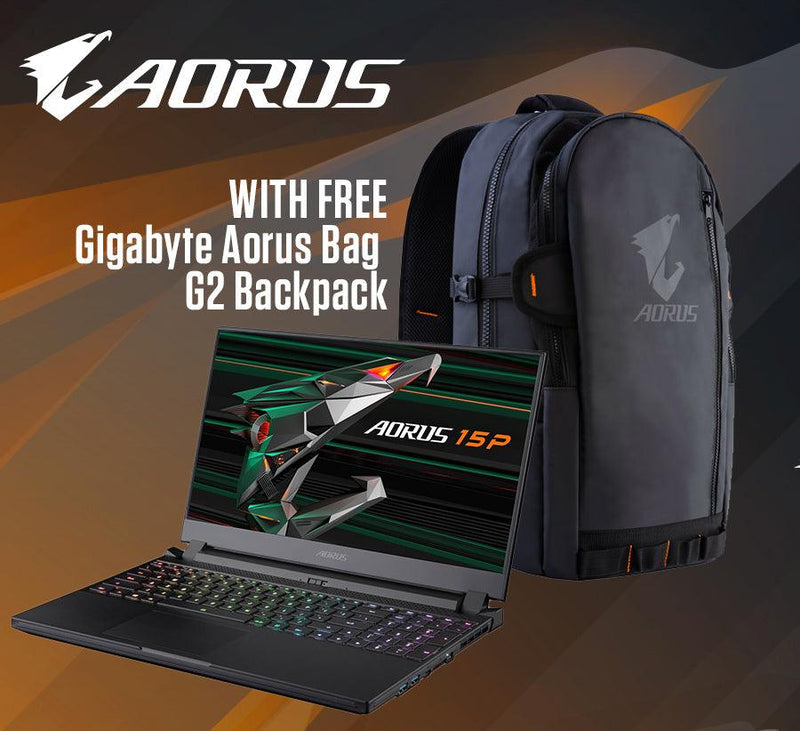 GIGABYTE AORUS 15P KD-72S1223GH GAMING LAPTOP (BLACK) | 15.6" FHD | i7-11800H | 16GB DDR4 | 512GB SSD | RTX 3060 | WIN10 + GIGABYTE AORUS G2 BACKPACK (BLACK) - DataBlitz