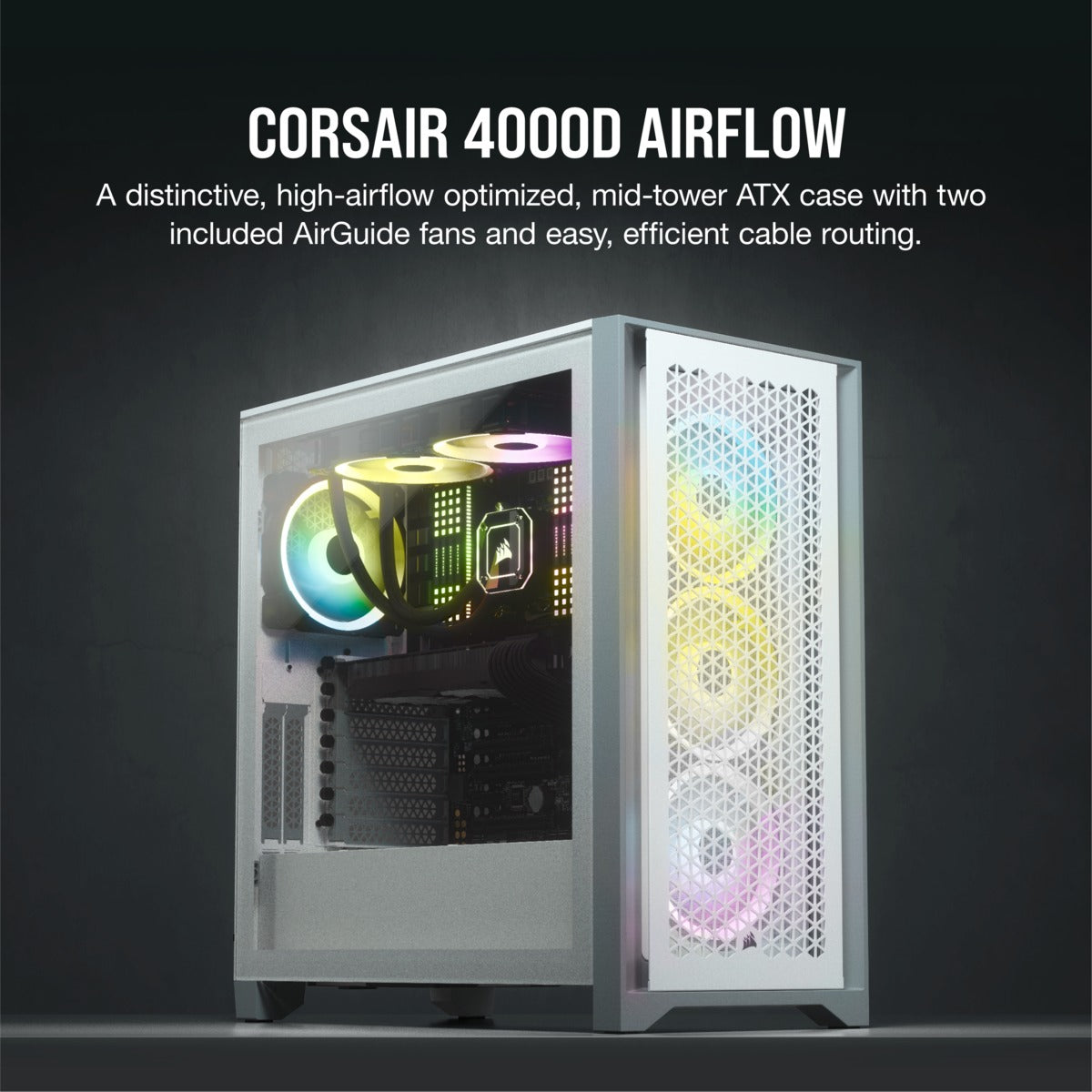 Corsair 4000D Airflow Tempered Glass Mid-Tower ATX Case (White)