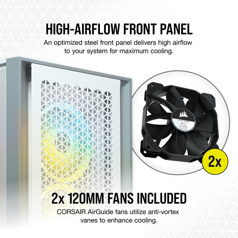 Corsair 4000D Airflow Tempered Glass Mid-Tower ATX Case (White)
