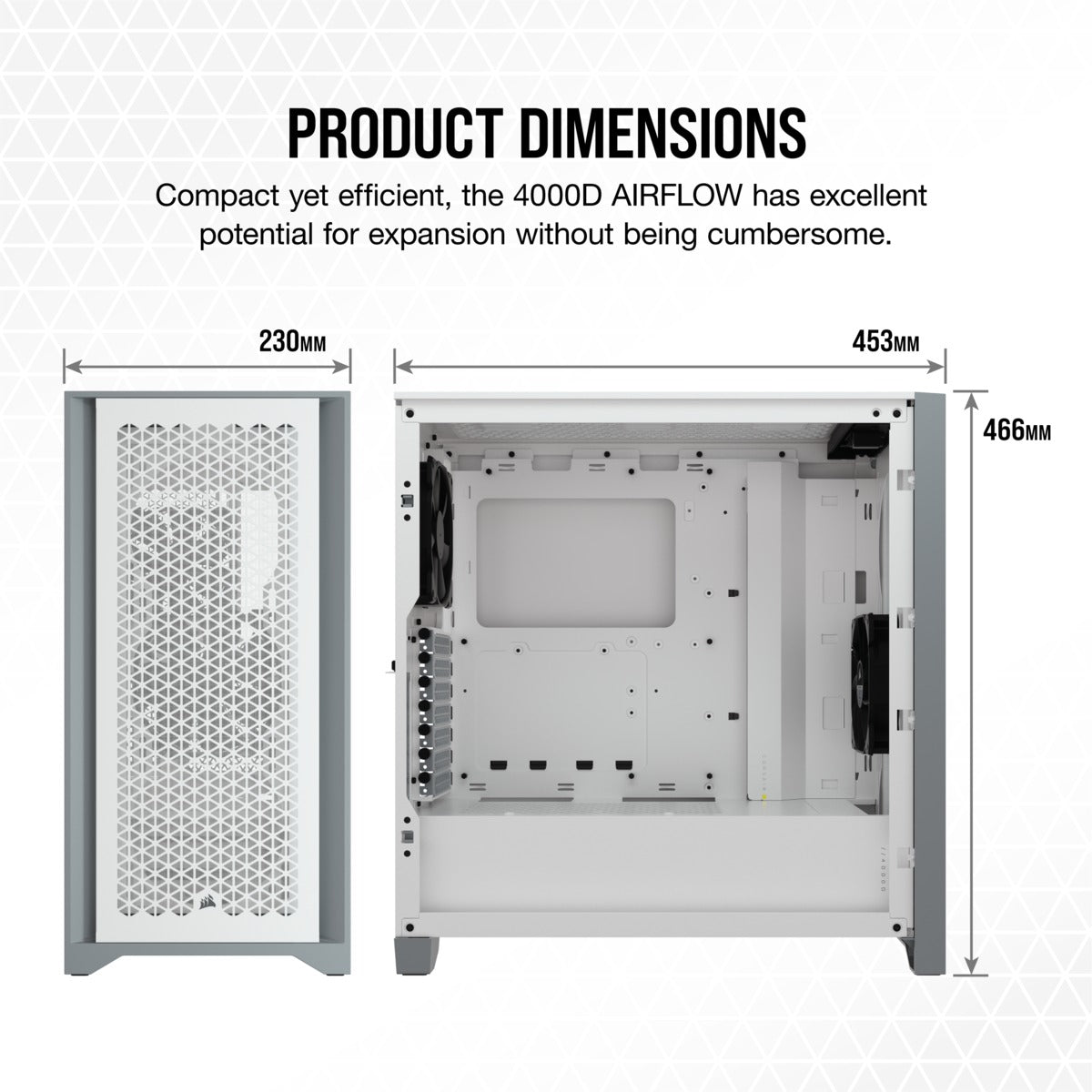 Corsair 4000D Airflow Tempered Glass Mid-Tower ATX Case (White)