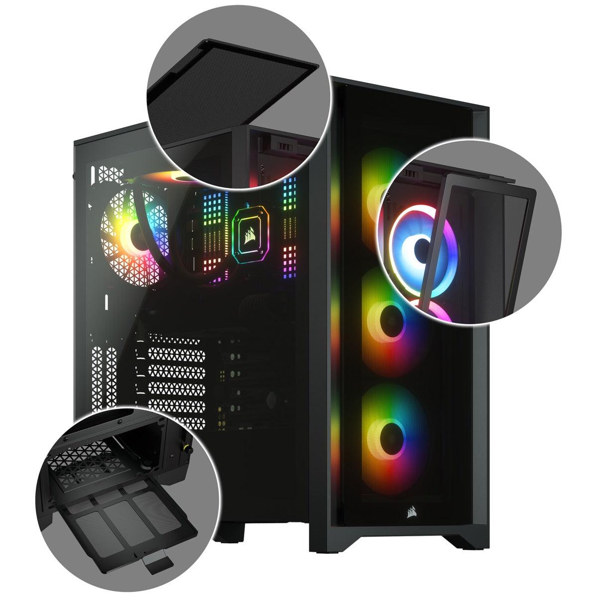 Corsair iCUE 4000X RGB Tempered Glass Mid-Tower ATX Case (Black) - DataBlitz
