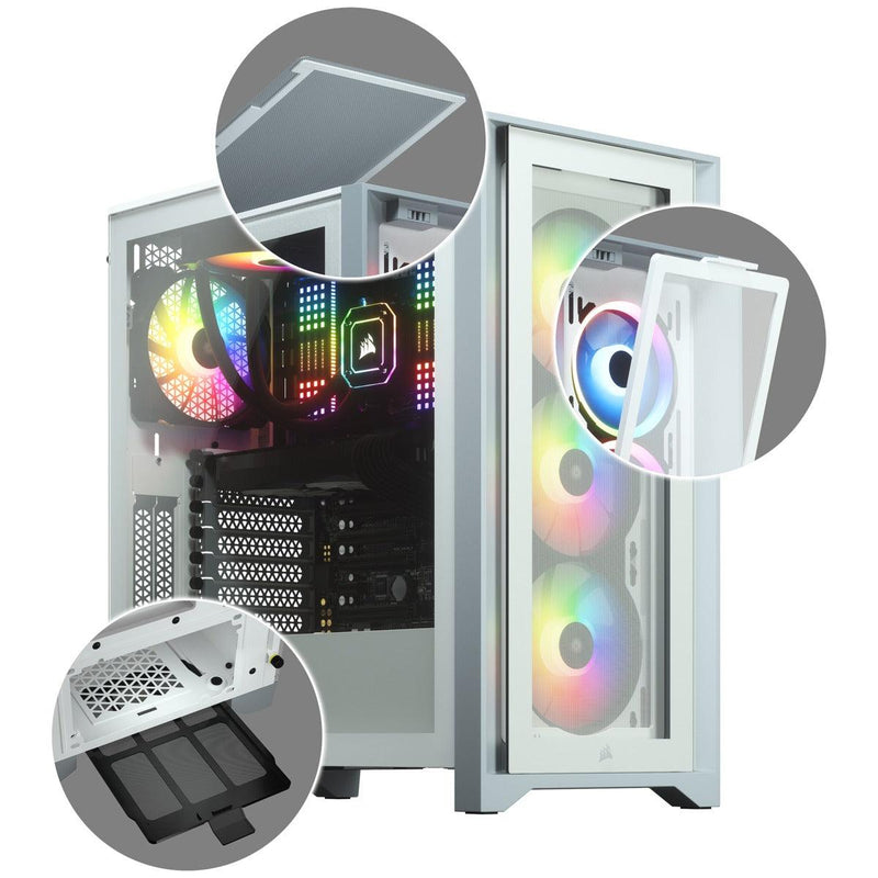 Corsair iCUE 4000X RGB Tempered Glass Mid-Tower ATX Case (White) - DataBlitz