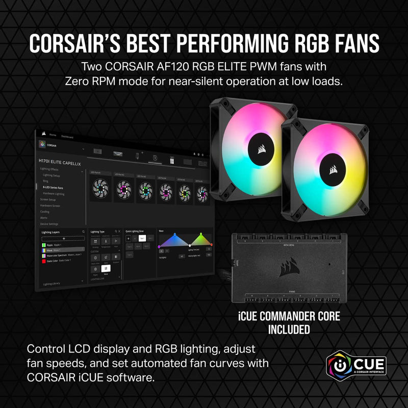 Corsair iCue H100I Elite LCD XT 240MM RGB Liquid CPU Cooler (Black)