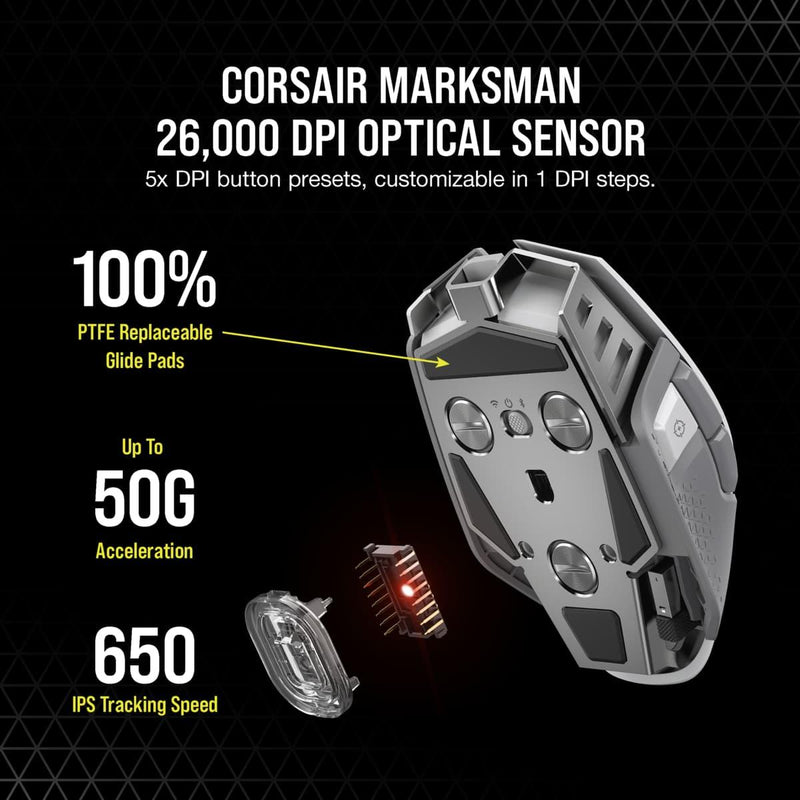 CORSAIR M65 RGB Ultra Wireless Tunable FPS Gaming Mouse (White) (CH-9319511-AP2) - DataBlitz