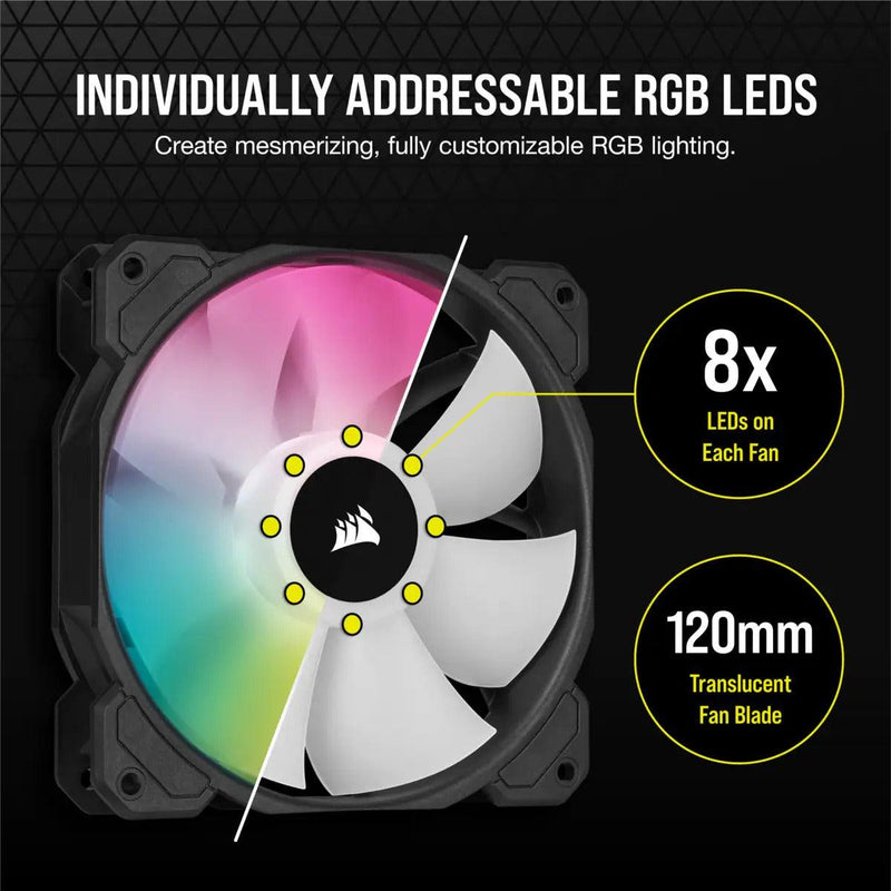 Corsair ICUE SP120 RGB Elite Performance 120mm PWM Fan With Lighting Node Core (Triple Pack) - DataBlitz