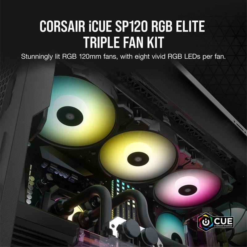 Corsair ICUE SP120 RGB Elite Performance 120mm PWM Fan With Lighting Node Core (Triple Pack) - DataBlitz
