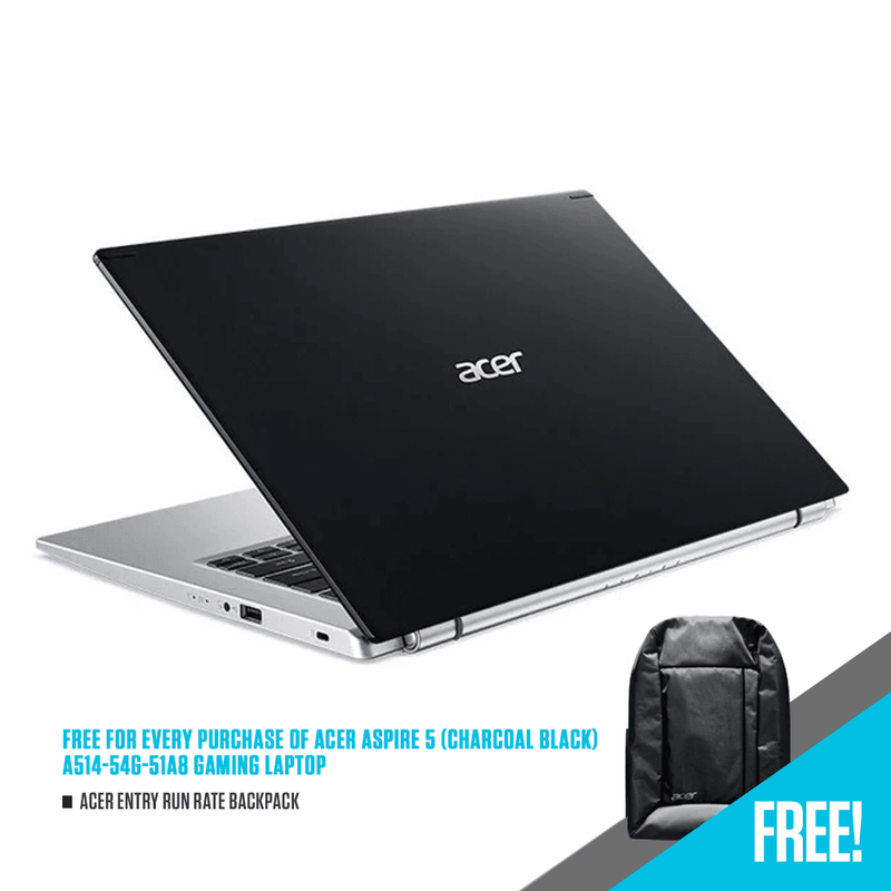 ACER ASPIRE 5 A514-54G-51A8 14" GAMING LAPTOP (CHARCOAL BLACK)+  ACER ENTRY RUN RATE BACKPACK - DataBlitz