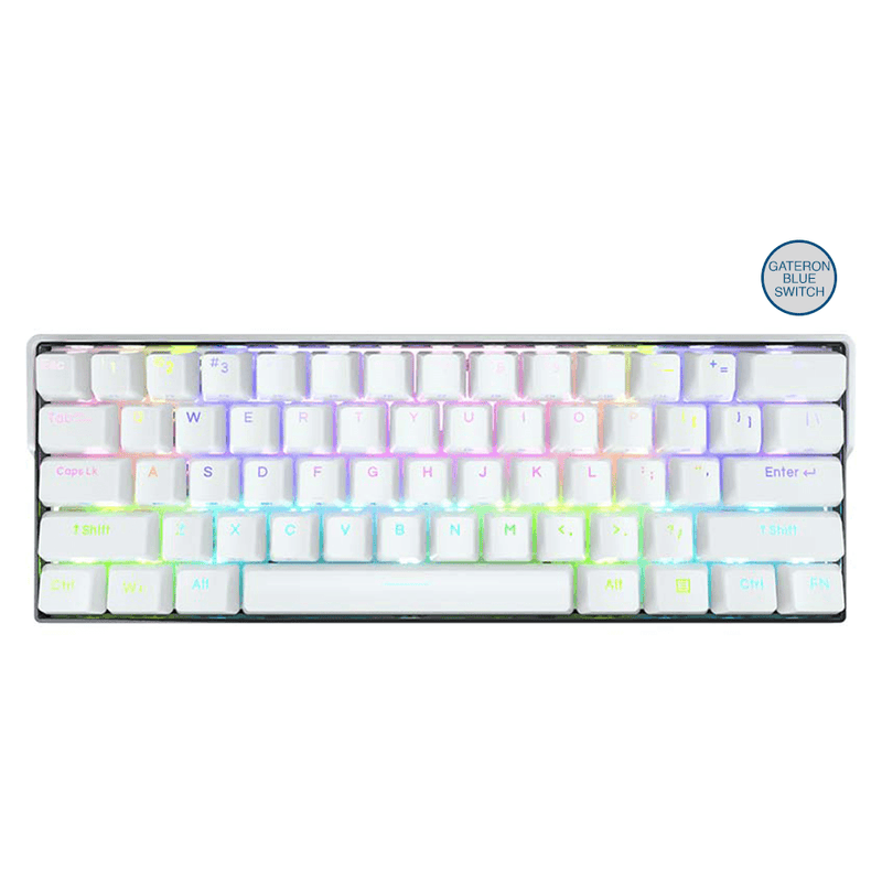 KEMOVE DK61 SNOWFOX WHITE HOT-SWAPPABLE RGB BACKLIT WIRED/BLUETOOTH MECHANICAL KEYBOARD (GATERON BLUE SWITCH) - DataBlitz