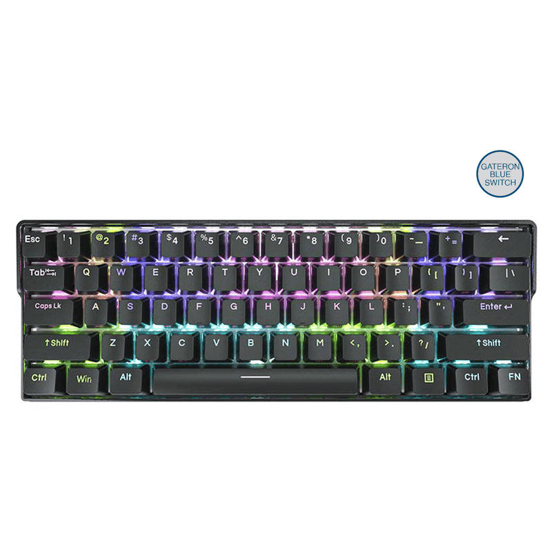 KEMOVE DK61 SHADOW BLACK HOT-SWAPPABLE RGB BACKLIT WIRED/BLUETOOTH MECHANICAL KEYBOARD (GATERON BLUE SWITCH) - DataBlitz