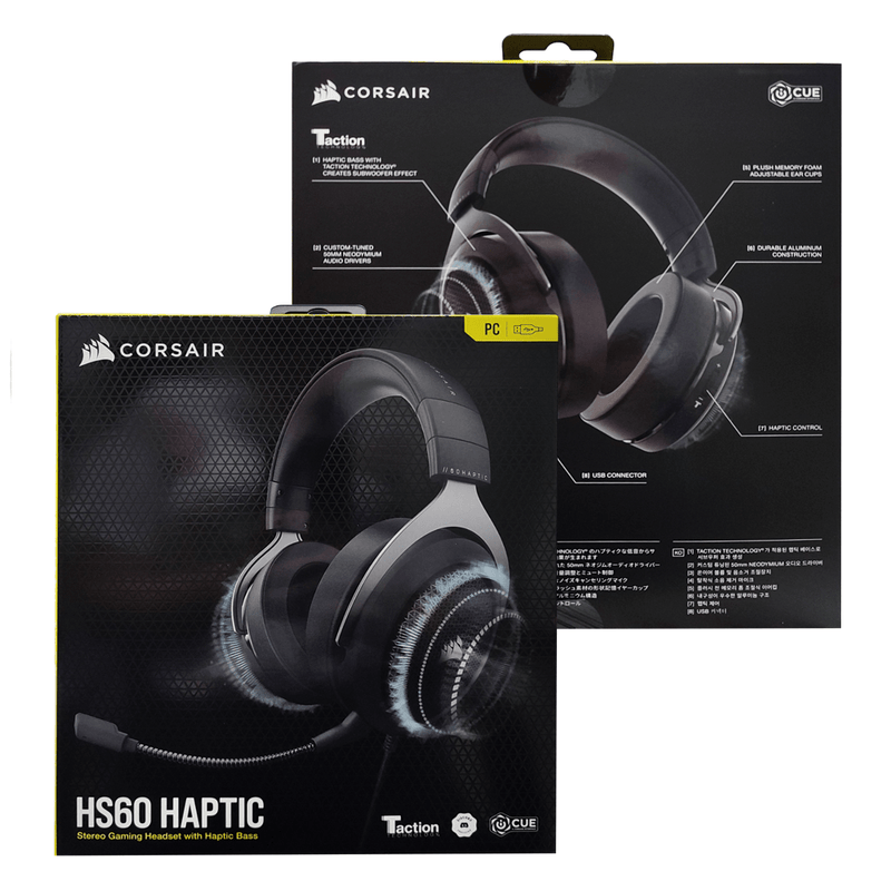 CORSAIR HS60 HAPTIC STEREO GAMING HEADSET WITH HAPTIC BASS CARBON