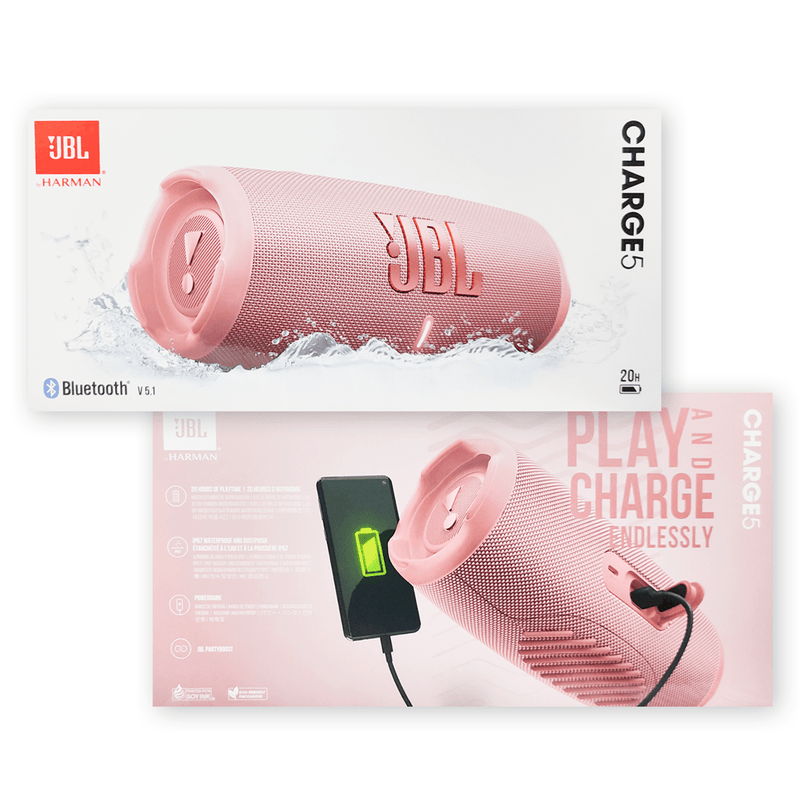JBL Charge 5 Portable Waterproof Speaker with Powerbank (Pink)
