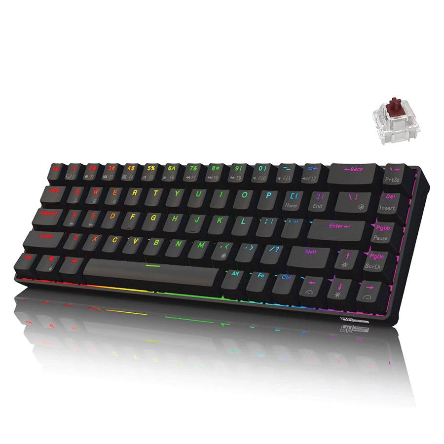 ROYAL KLUDGE G68 TRI-MODE RGB 68 KEYS HOT SWAPPABLE MECHANICAL KEYBOARD BLACK (BROWN SWITCH) - DataBlitz