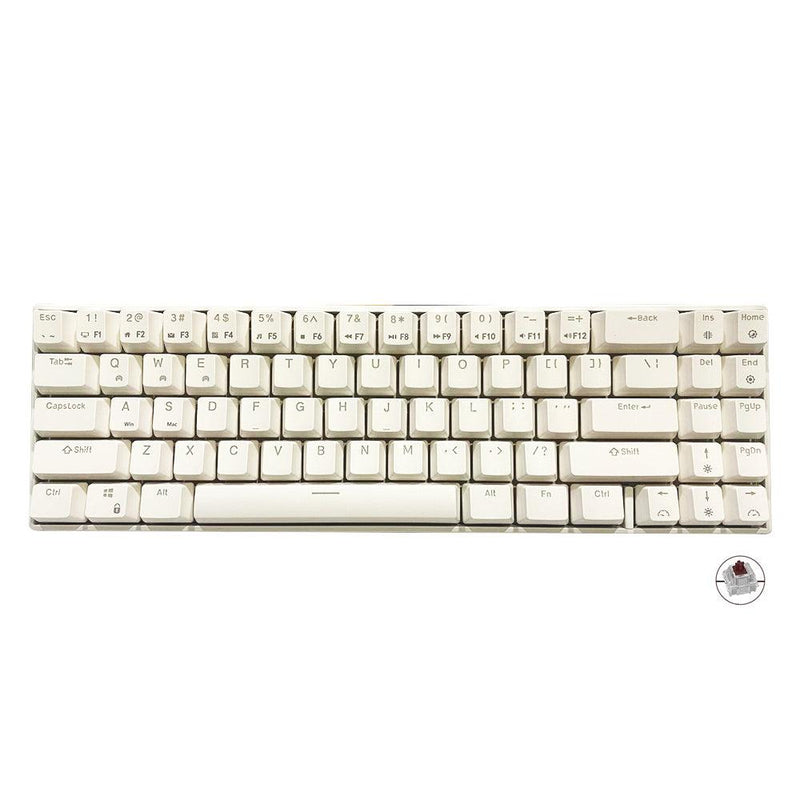 ROYAL KLUDGE RK71 DUAL-MODE RGB 71 KEYS HOT SWAPPABLE MECHANICAL KEYBOARD WHITE (BROWN SWITCH) - DataBlitz