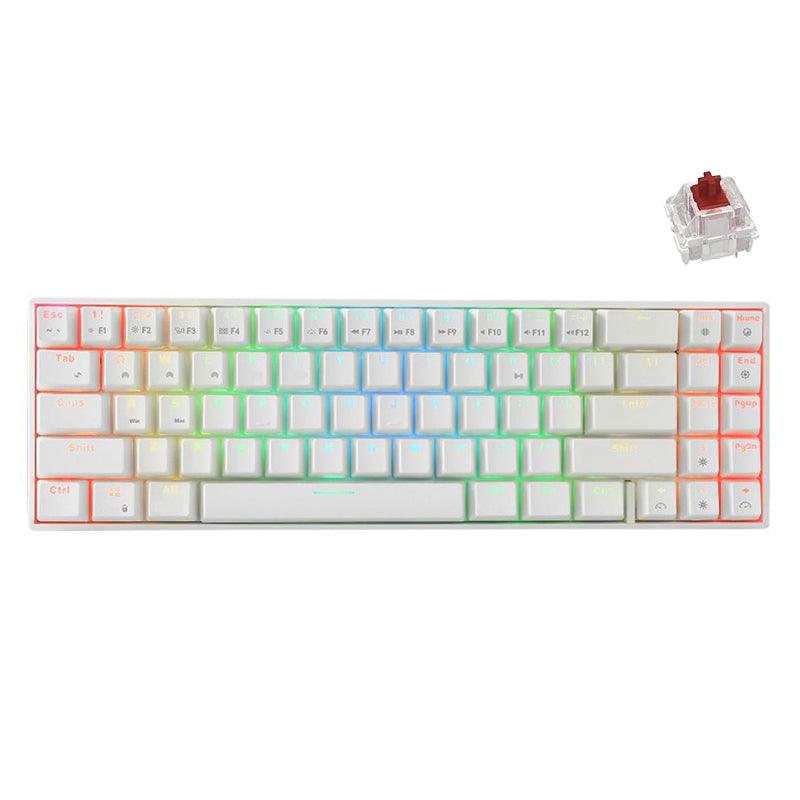 ROYAL KLUDGE RK71 TRI-MODE RGB 71 KEYS HOT SWAPPABLE MECHANICAL KEYBOARD WHITE (BROWN SWITCH) - DataBlitz