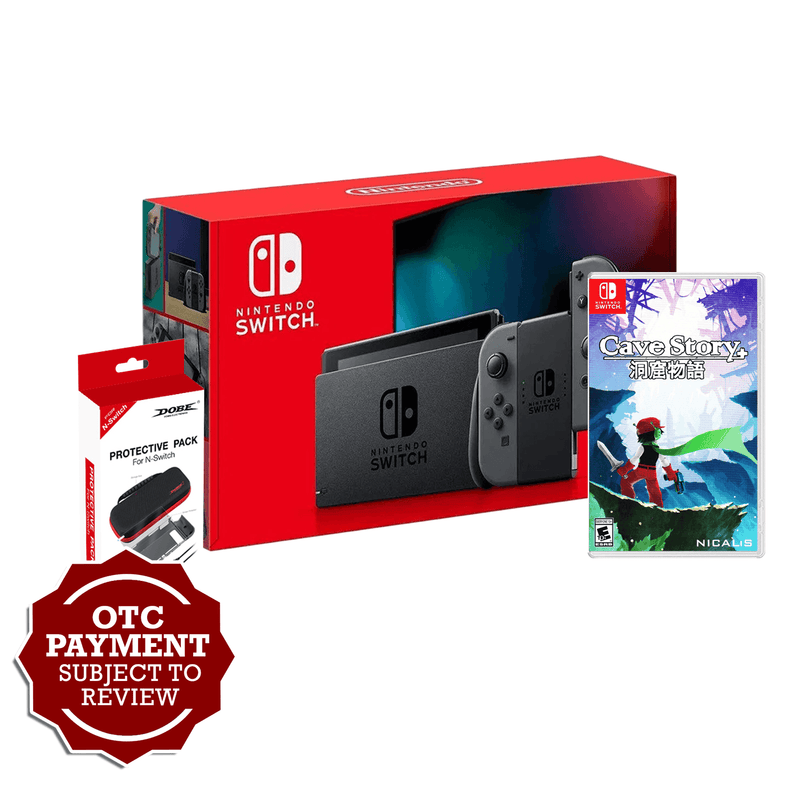 NINTENDO SWITCH CONSOLE GRAY + CAVE STORY NSW + DOBE PROTECTIVE KIT (TNS-18110) BUNDLE - DataBlitz