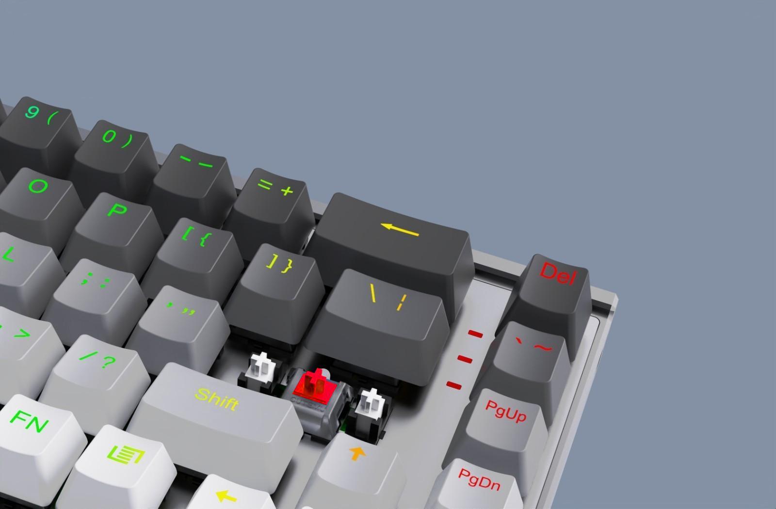 Redragon Shaco 60% Aluminum RGB Mechanical Keyboard With Tablet/Cellphone Stand & Palm Rest (Dust-Proof Outemu Red Switch) (Grey White) (K641G-GW-RGB) - DataBlitz