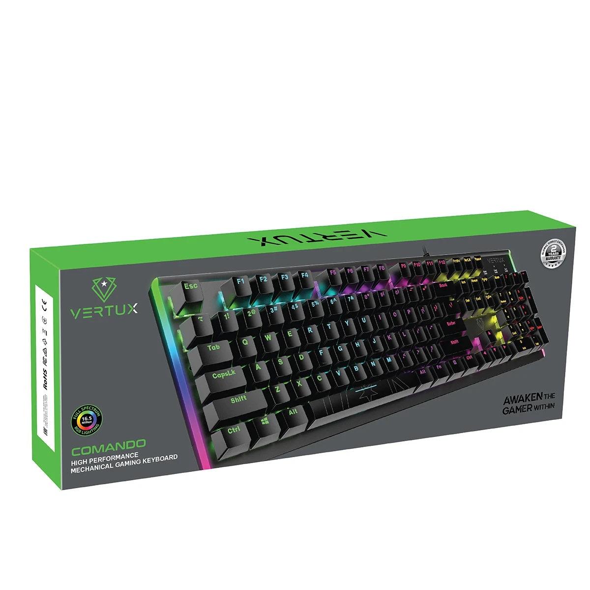 VERTUX COMANDO HIGH PERFORMANCE MECHANICAL GAMING KEYBOARD (BLACK) - DataBlitz