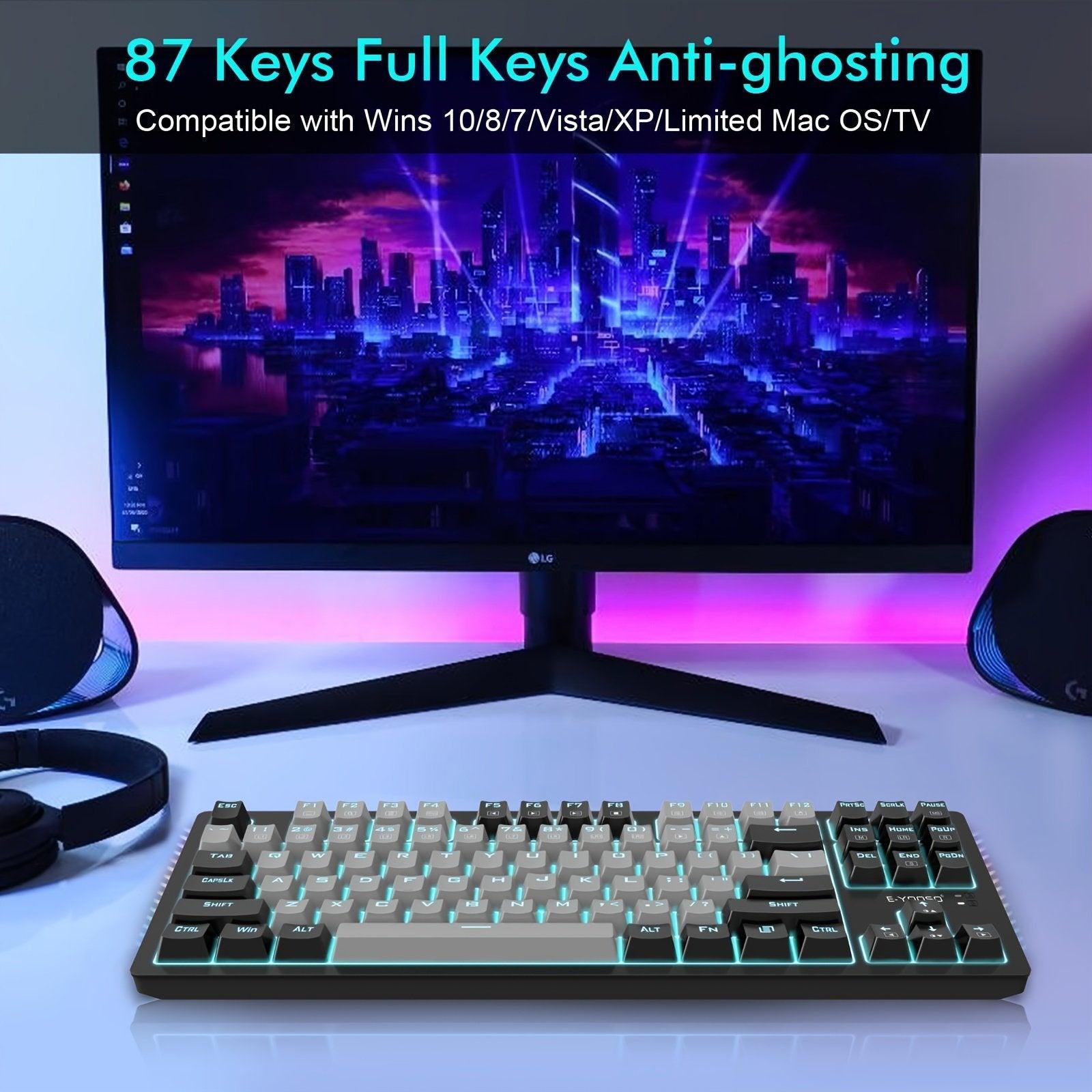 E-YOOSO K-620 Single Light With RGB Side Light 87 Keys Mechanical Keyboard Gray/Black (Red Switch) - DataBlitz