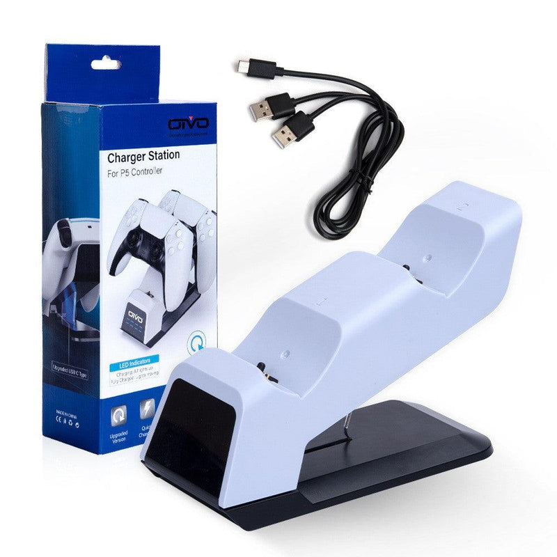 OIVO PS5 CHARGING STATION FOR P5 CONTROLLER WITH LED STRAP (WHITE) (IV-P5233B)