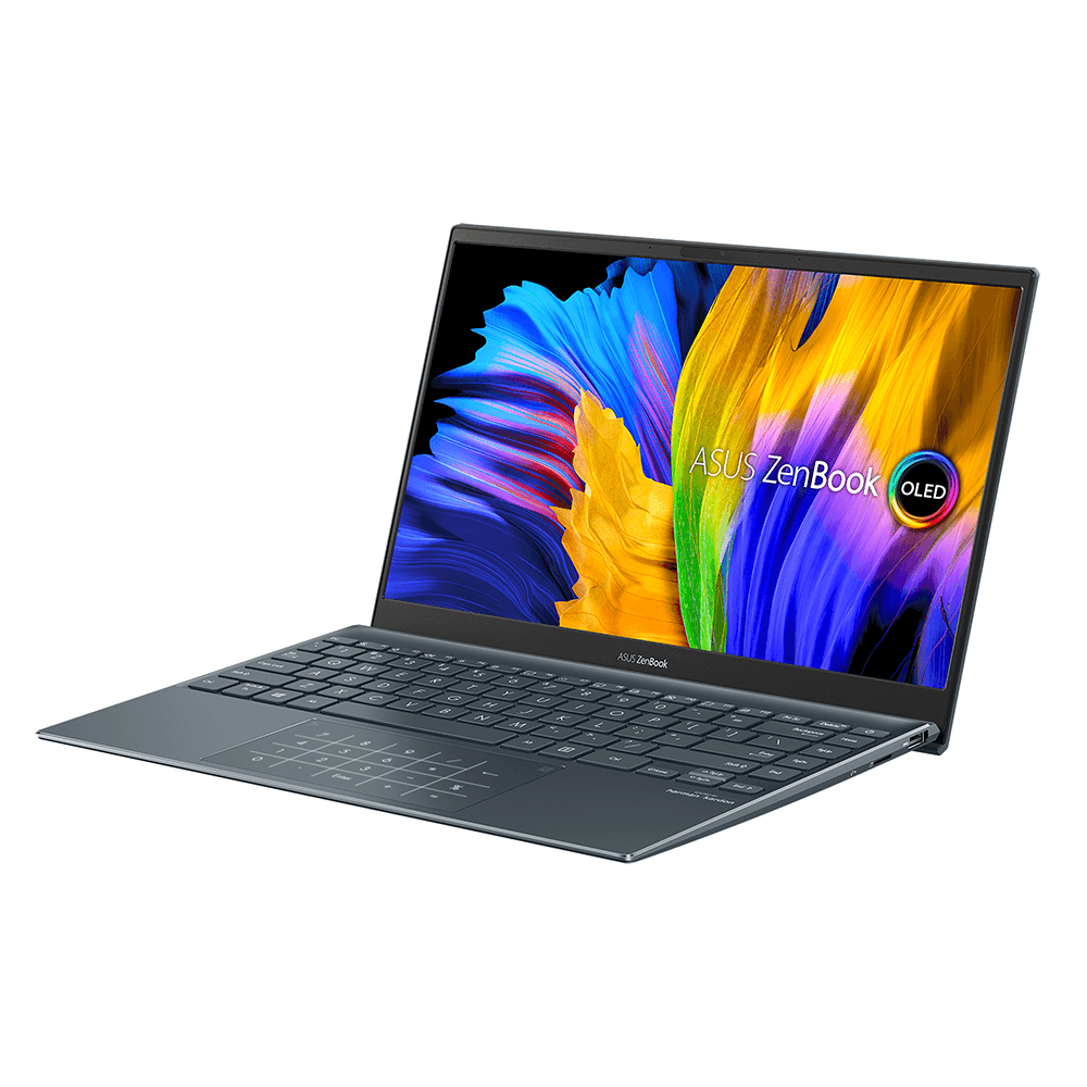 ASUS ZENBOOK 13 OLED  UX325EA-KG666WS LAPTOP (PINE GREY) | 13.3" FHD | i5-1135G7 | 16GB LPDDR4X | 512B SSD | IRIS XE | WIN11 + MS OFFICE HOME & STUDENT 2021 + SLEEVE + USB-A TO RJ45 GIGABIT ADAPTER + USB-C TO AUDIO JACK ADAPTER - DataBlitz