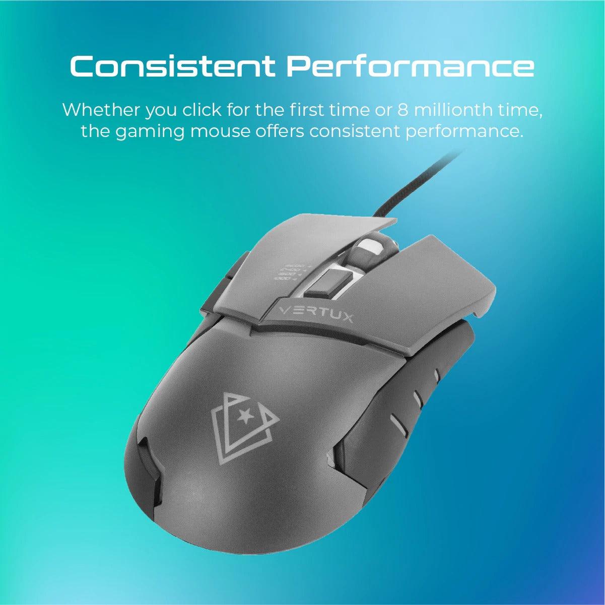 VERTUX DOMINATOR QUICK RESPONSE WIRED ERGONOMIC GAMING MOUSE (BLACK) - DataBlitz