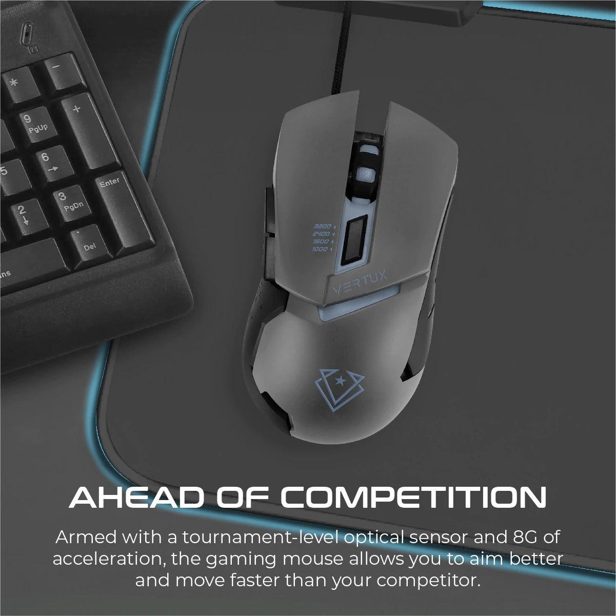 VERTUX DOMINATOR QUICK RESPONSE WIRED ERGONOMIC GAMING MOUSE (BLACK) - DataBlitz