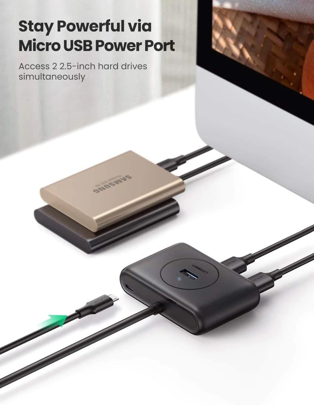 UGREEN USB 3.0 A WITH USB-C ADAPTER 4-PORTS HUB 1M (BLACK) (CR113/40850) - DataBlitz