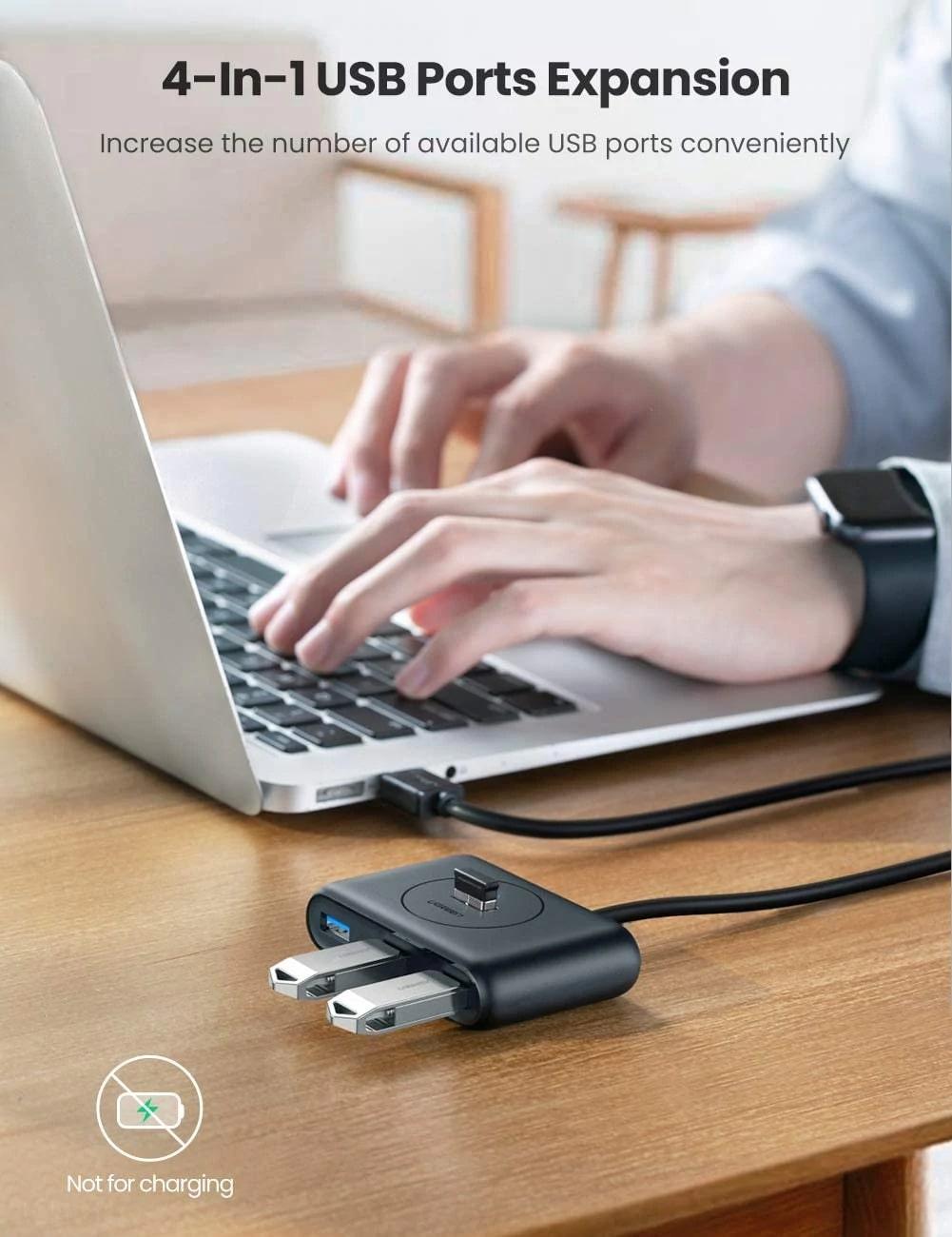 UGREEN USB 3.0 A WITH USB-C ADAPTER 4-PORTS HUB 1M (BLACK) (CR113/40850) - DataBlitz
